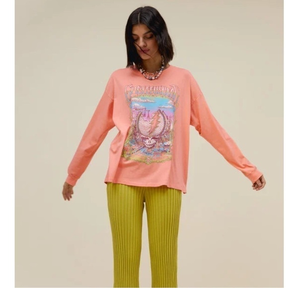 The Grateful Dead Daydreamer Women's Merch Long Sleeve T-Shirt In Coral - Picture 2 of 16